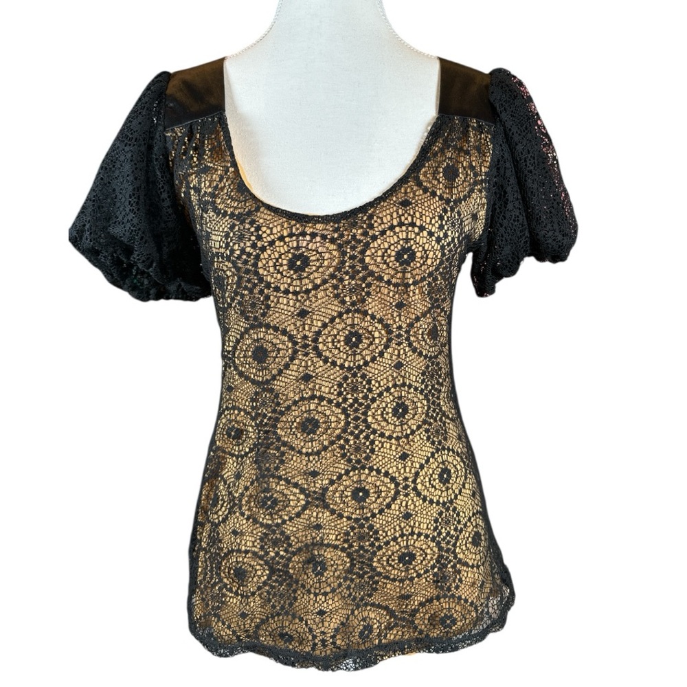 Nu Collective Black and Gold Lace Blouse
